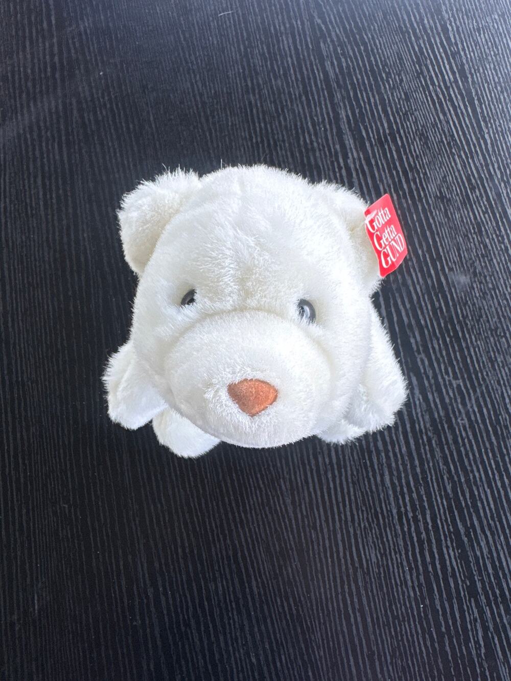 Vintage GUND White Puppy Dog Plush 1978 Deadstock New With Tags Stuffed Animal